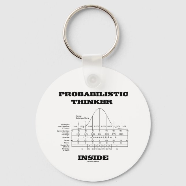 Probabilistic Thinker Inside (Bell Curve Humour) Keychain (Front)