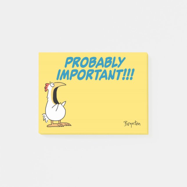 PROBABLY IMPORTANT Panic Chicken by Sandra Boynton Post-it Notes (Front)