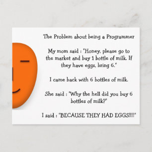 Problem about being a Programmer Funny Mom Joke Postcard