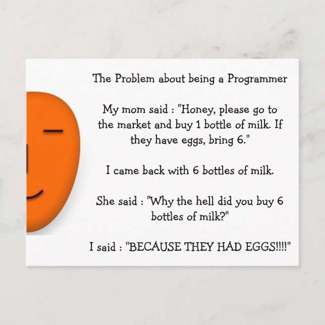 Problem about being a Programmer Funny Mom Joke Postcard (Front)