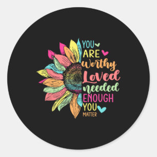 Problem Be Kind Flower Self Care Mental Health Awa Classic Round Sticker