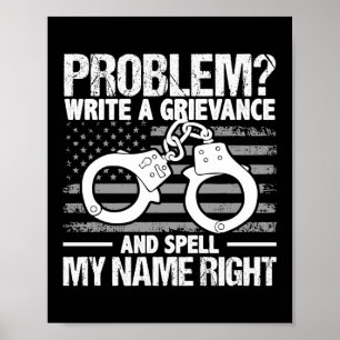Problem Correction Officer Police Thin Silver Line Poster