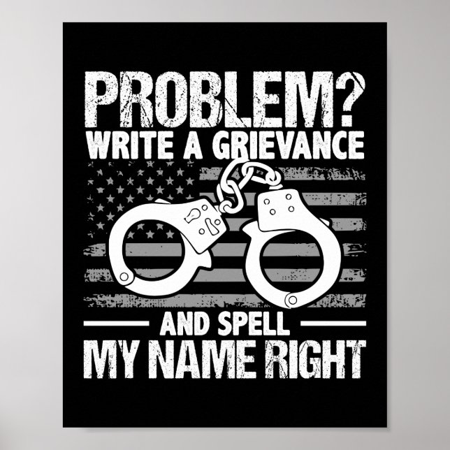 Problem Correction Officer Police Thin Silver Line Poster (Front)