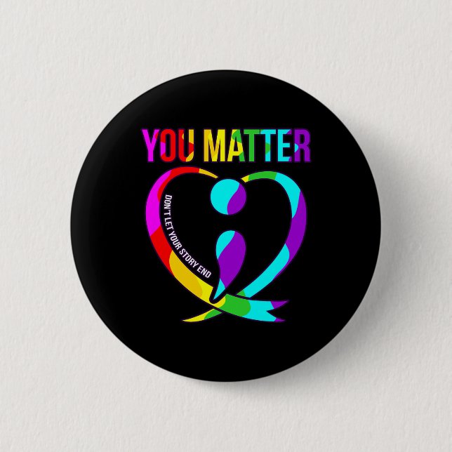 Problem Happy Suicide Awareness Support Graphic 1  2 Inch Round Button (Front)