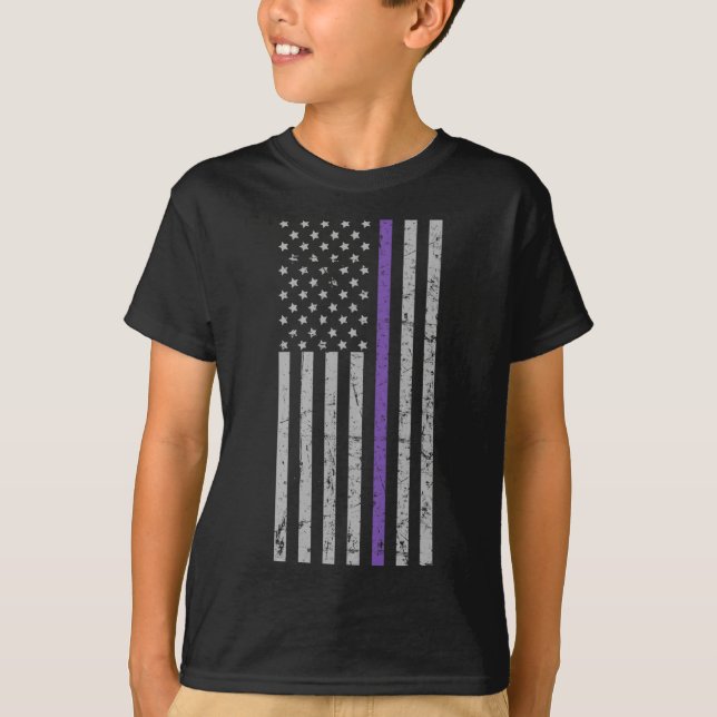 Problem Heimer Usa Flag Purple Strip  T-Shirt (Front)