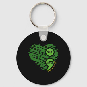 Problem Semicolon Heart Retro Mental Health Awaren Keychain