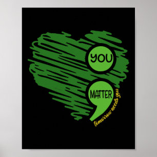 Problem Semicolon Heart Retro Mental Health Awaren Poster