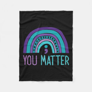 Problem Semicolon Suicide Prevention Purple Teal R Fleece Blanket
