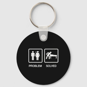 Problem Solved Funny Pool Billiards Player T Shirt Keychain