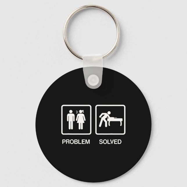 Problem Solved Funny Pool Billiards Player T Shirt Keychain (Front)