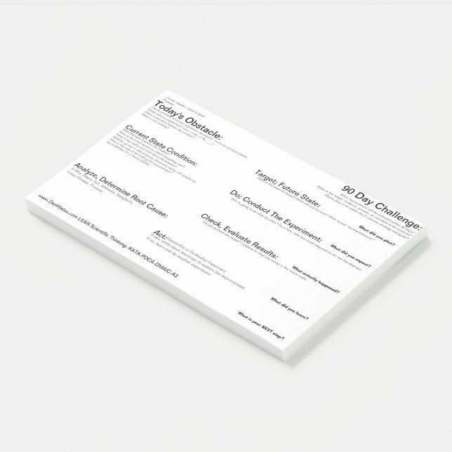 Problem Solving Sticky Note, LEAN A3, PDCA, DMAIC Post-it Notes (Angled)