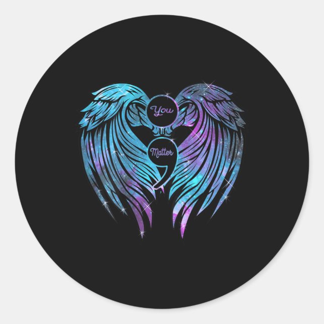 Problem Wings Suicide Prevention Awareness Tee  Classic Round Sticker (Front)