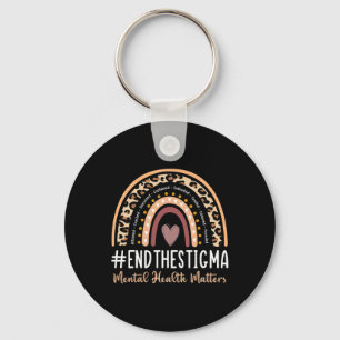 Problems End The Stigma Awareness Boho Rainbow  Keychain