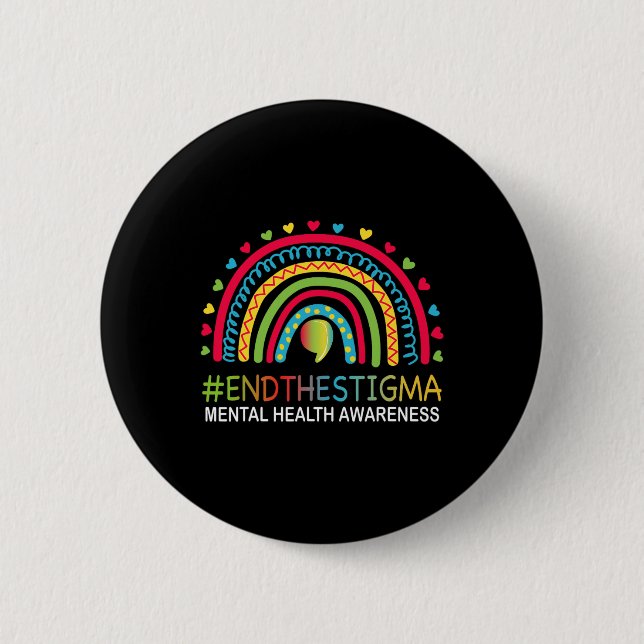 Problems End The Stigma Rainbow Boho  2 Inch Round Button (Front)