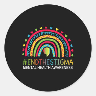 Problems End The Stigma Rainbow Boho Classic Round Sticker