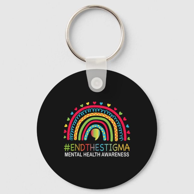 Problems End The Stigma Rainbow Boho  Keychain (Front)