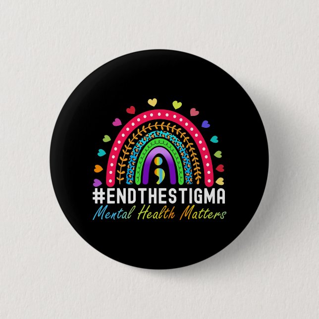 Problems End The Stigma Rainbow Leopard Boho  2 Inch Round Button (Front)