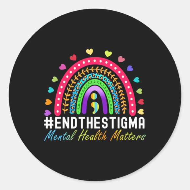 Problems End The Stigma Rainbow Leopard Boho  Classic Round Sticker (Front)