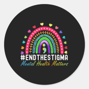 Problems End The Stigma Rainbow Leopard Boho Classic Round Sticker