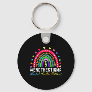 Problems End The Stigma Rainbow Leopard Boho  Keychain