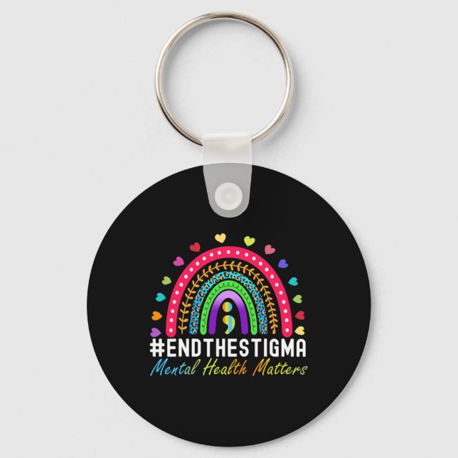 Problems End The Stigma Rainbow Leopard Boho  Keychain (Front)