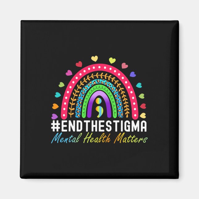 Problems End The Stigma Rainbow Leopard Boho  Magnet (Front)