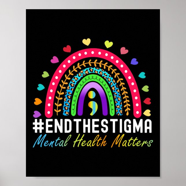 Problems End The Stigma Rainbow Leopard Boho  Poster (Front)