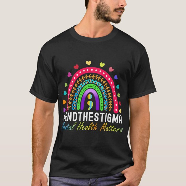 Problems End The Stigma Rainbow Leopard Boho  T-Shirt (Front)