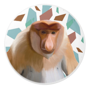 Proboscis Monkey Endangered Species Ceramic Knob