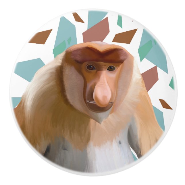 Proboscis Monkey Endangered Species  Ceramic Knob (Front)