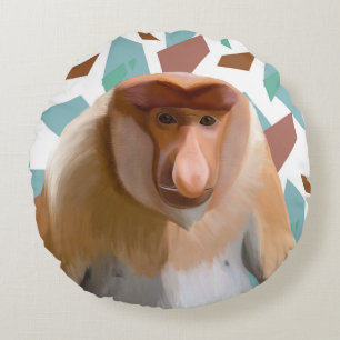 Proboscis Monkey Endangered Species  Round Pillow