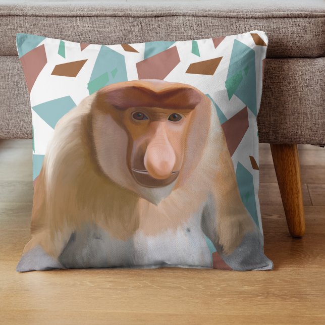 Proboscis Monkey Endangered Species  Throw Pillow (Creator Uploaded)