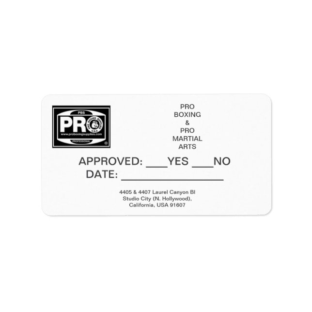 #PROBOXING & #PROMARTIALARTS LABEL (Front)