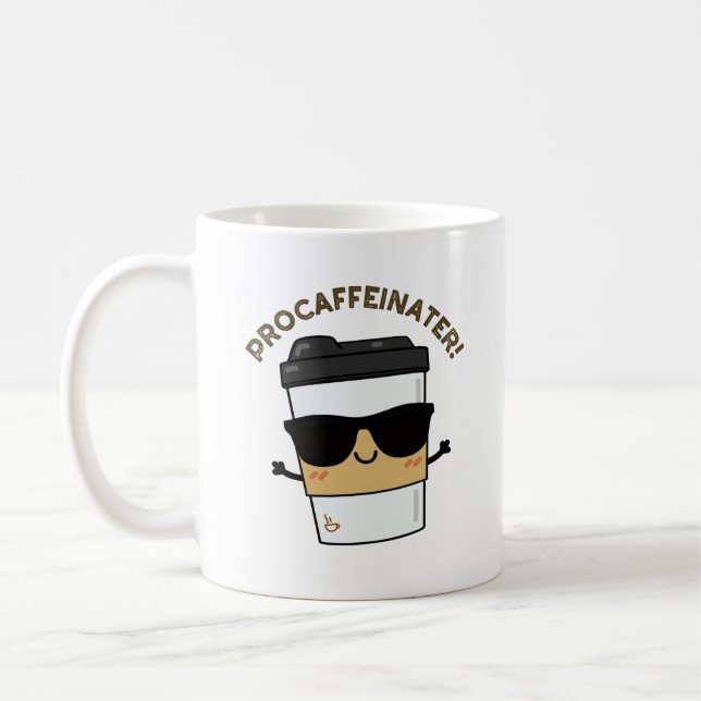 Procaffeinator Funny Caffeine Coffee Pun  Mug (Left)