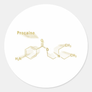 Procaine, anesthetic drug, gold formula classic round sticker