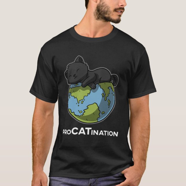 ProCATination Lazy Cat Kitten World T-Shirt (Front)