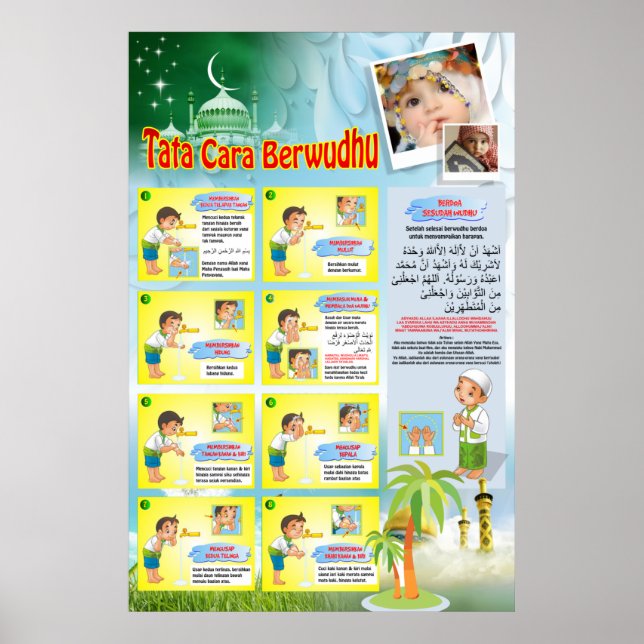 Procedure for Wudhu in Indonesian Poster (Front)