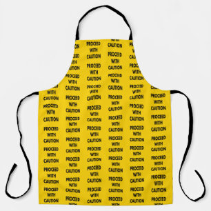 Proceed With Caution Road Sign  Apron