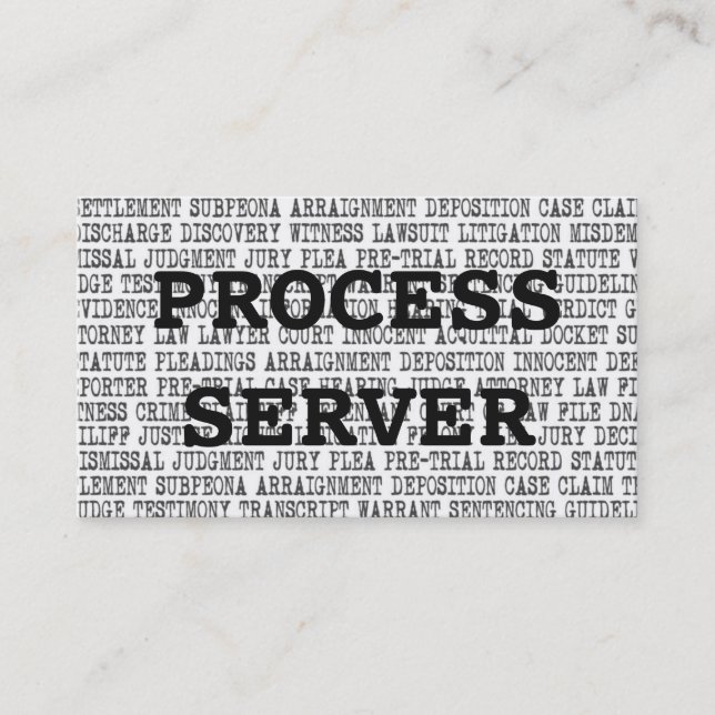 Process Server Legal Words Business Card (Front)