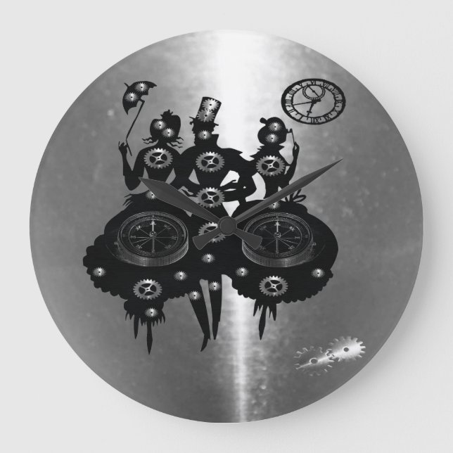 Process Steampunk Silhouette Large Clock (Front)
