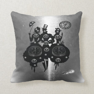Process Steampunk Silhouette Throw Pillow