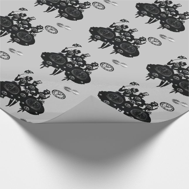 Process Steampunk Silhouette Wrapping Paper (Corner)