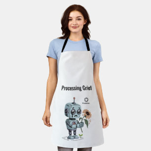 Processing Grief Cute Sad Robot - Emotional AI Apron