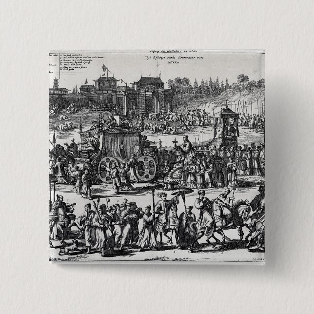 Procession from the gates of Macau 2 Inch Square Button (Front)