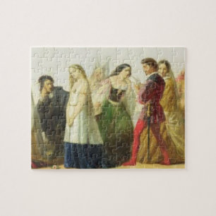 Procession of characters from Shakespeare (oil on Jigsaw Puzzle