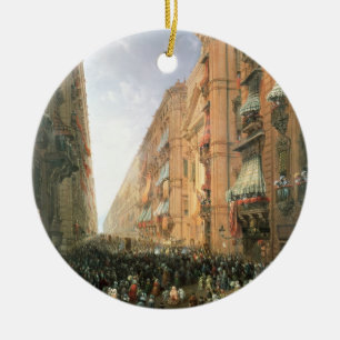 Procession of Corpus Christi in Via Dora Grossa, T Ceramic Ornament