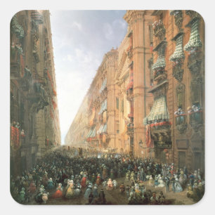 Procession of Corpus Christi in Via Dora Grossa, T Square Sticker