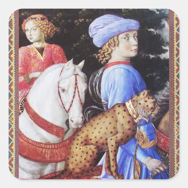 Procession of Magus Melchior,Horse Riders,Wild Cat Square Sticker (Front)