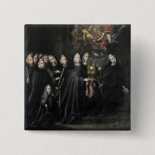 Procession of St. Clare with the Eucharist 2 Inch Square Button