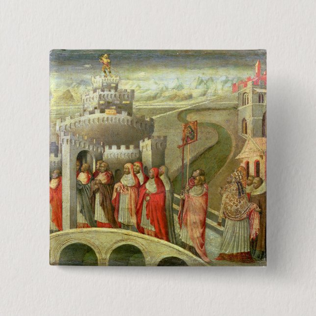 Procession of St. Gregory to the Castel St. Angelo 2 Inch Square Button (Front)